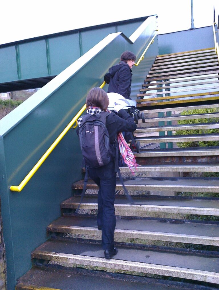 Chinley footbridge with pushchair