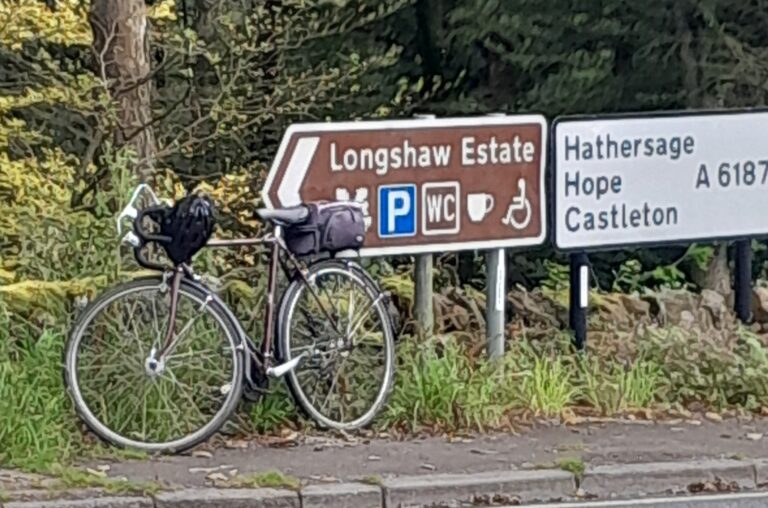 Longshaw Estate sign plus bike