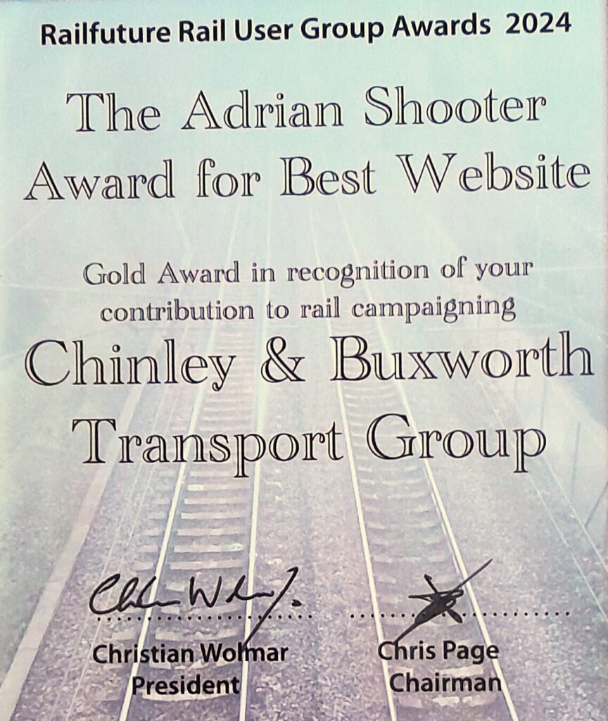 CBTG takes Gold in Railfuture’s 2024 Rail User Group Awards ! – Chinley ...