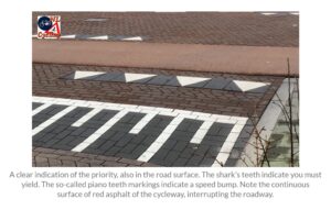 Dutch priority marking for cycle tracks
